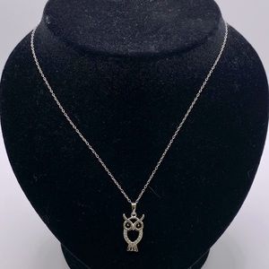 Sterling Silver 925 Owl Necklace
